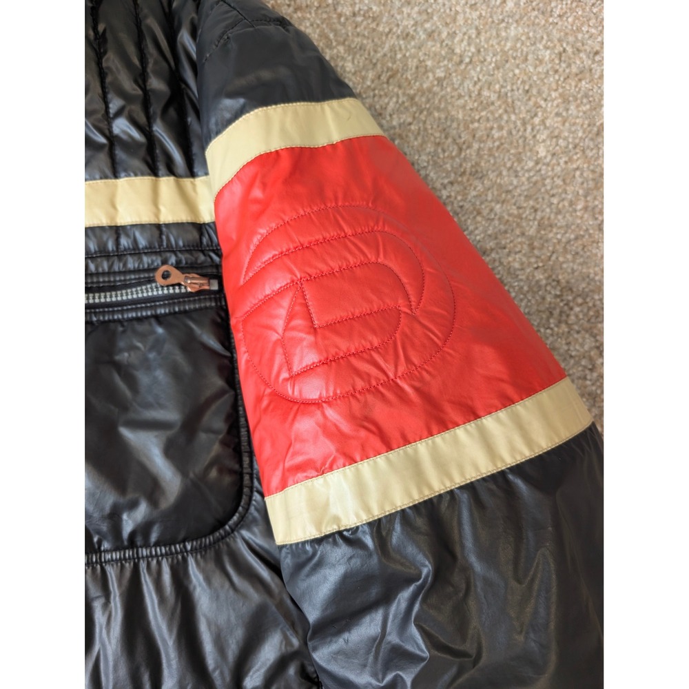 Vintage Diesel Puffer Jacket Mens Large Black Red Colorblock Quilted Full Zip - Picture 3 of 14